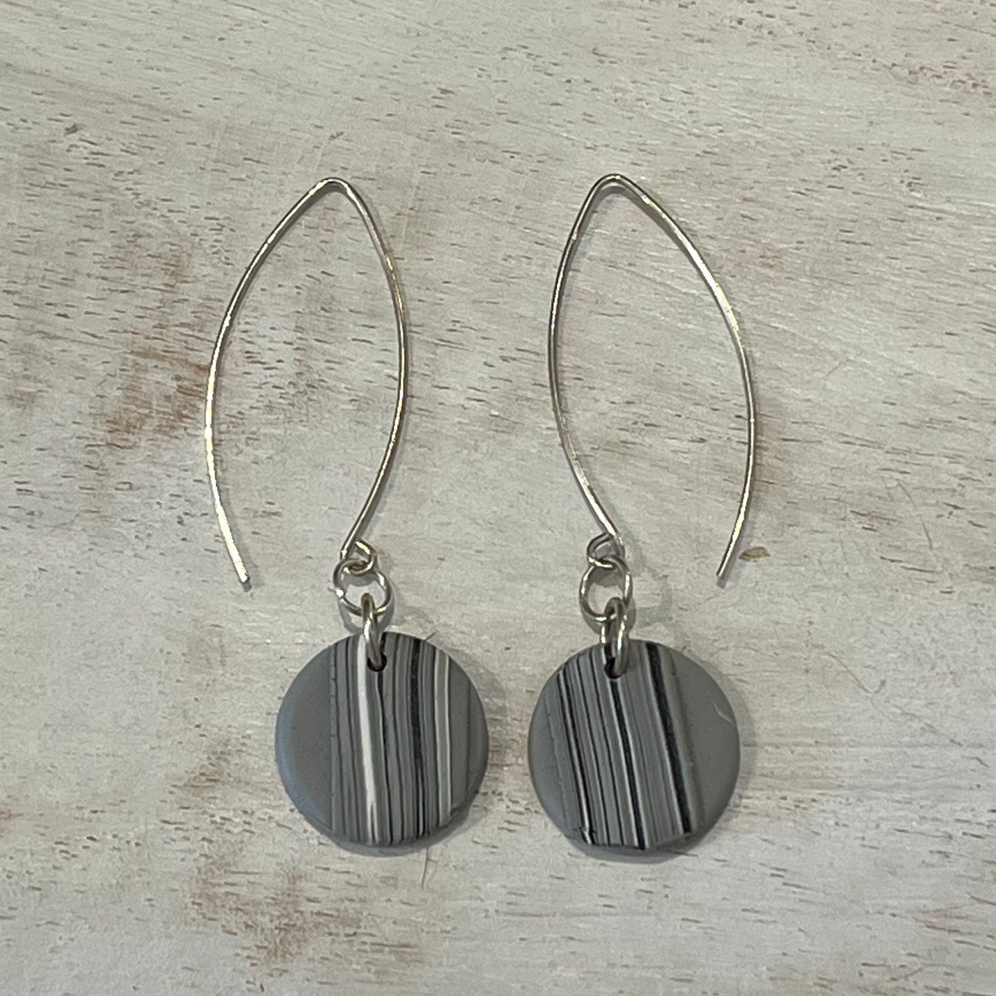 Twilight Shadow sculptural earrings in silver and grey tones handmade by Stephanie Fraselle