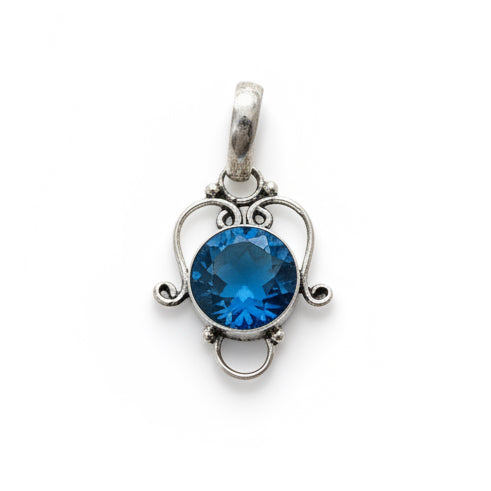 5CT London Blue Topaz 925 Sterling Silver pendant 1/3” long