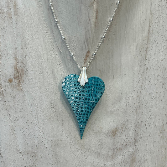Curved Sculpted Heart Pendant – Tranquil Waters Collection by Stephanie Fraselle