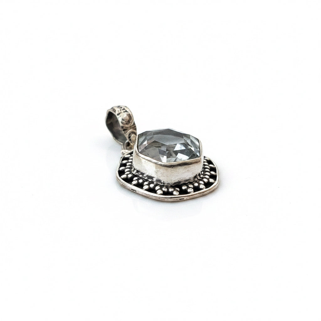 5CT Natural White Topaz 925 Solid Sterling Silver Pendant