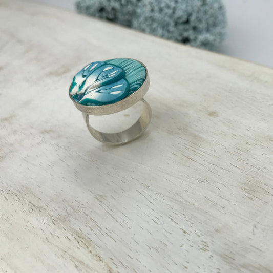 “ Tranquil waters”  Round Adjustable 22mm ring by Stephanie Fraselle - Artisan Jewellery Design