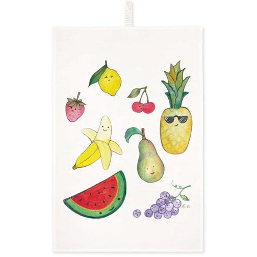 Tea Towel - Fruit Salad - 🌿 Half linen kitchen towel (55% linen / 45% cotton)