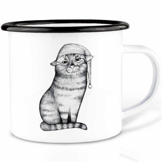 Enamel cup - Goodnight cat