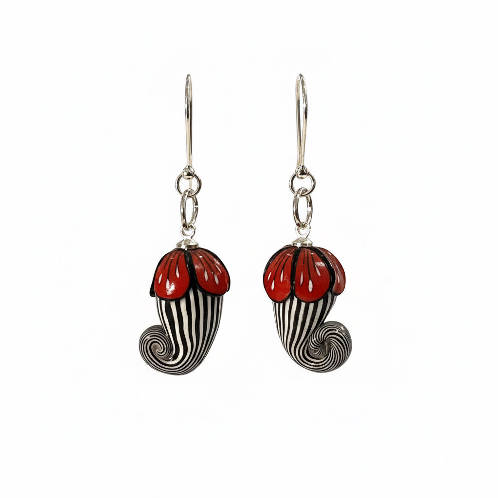 Magic Moments | Hand Sculpted pinstripe Eggplant earrings