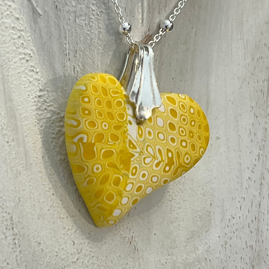 Solar Plexus Mosaic Sunshine Yellow -hand sculpted Mini heart by Stephanie Fraselle - Artisan Jewellery Design