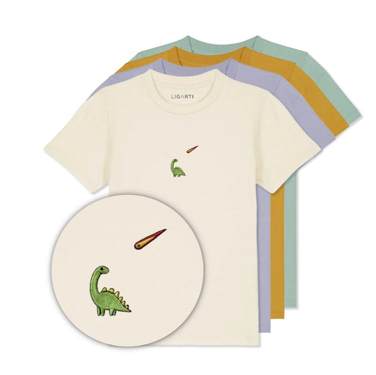 Best Organic Super Soft Childs Unisex T-shirt -Embroidered - Charlie the Dinosaur