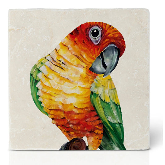 Natural stone art tile “Vibrant sun Parrot”