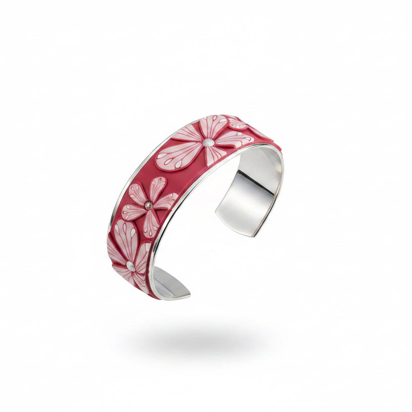 Pink Bloom | Medium Cuff | Hand Sculpted Florals