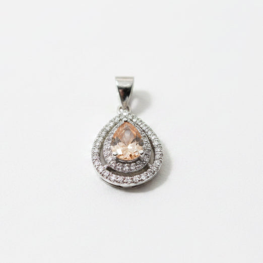 2CT Padparadscha Sapphire & White Topaz 925 Sterling silver Pendant