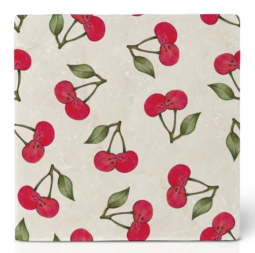 Natural stone art tile  "Cherries"