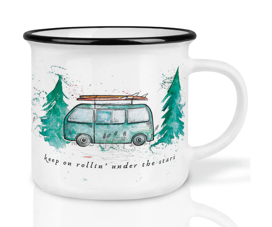 High quality ceramic mug- Keep it Rollin- Camping Bus