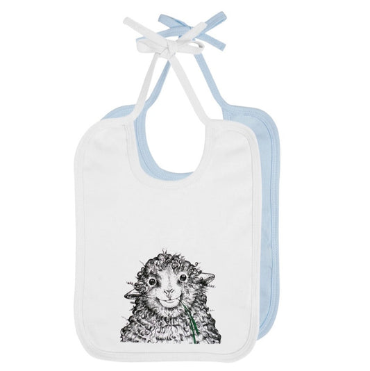 Easy Care Organic Cotton Baby Bib – Curly Fleece Sheep - Whimsical