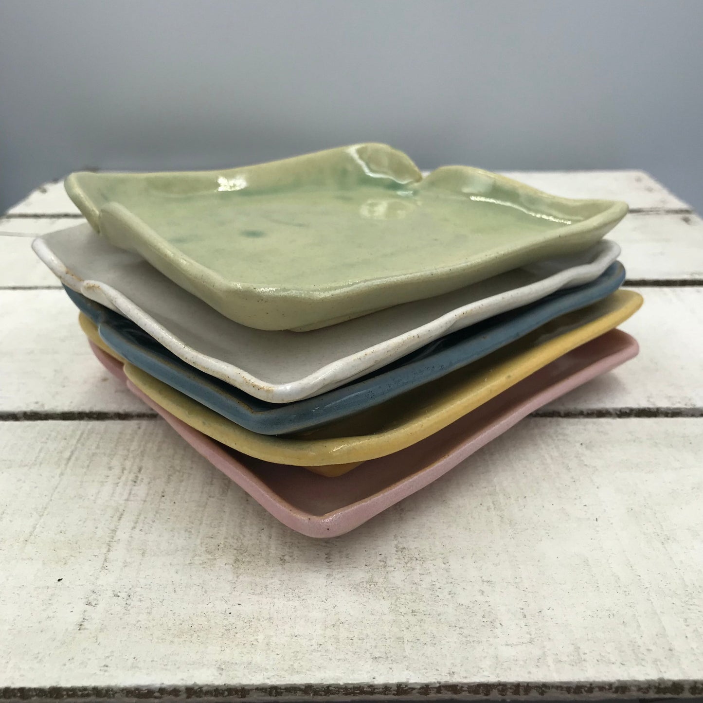 HANDCRAFTED Artisan Pottery Toast plate - GREEN