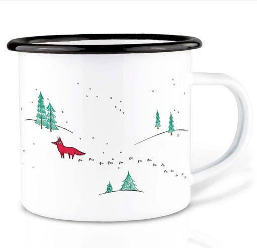 Robust and Light Enamel cup - Winter scene- FOXES