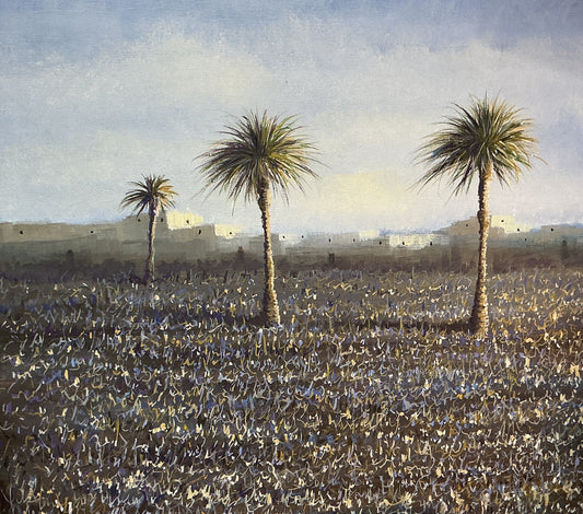 Oil on Canvas  Painting Palms - Lavender Sky