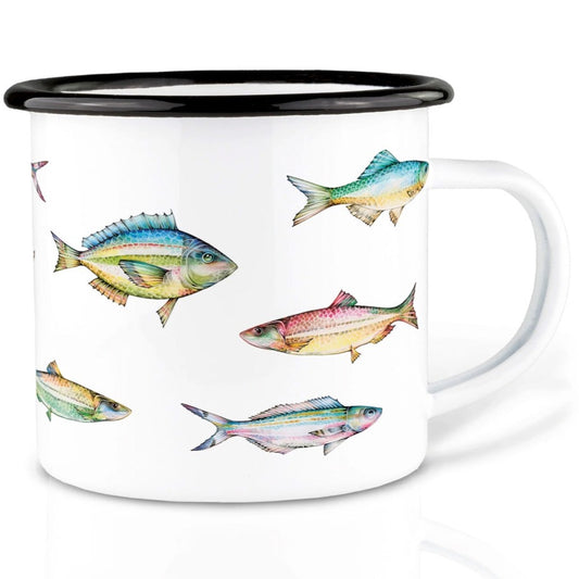 Emaille Tasse - School of Fish Rubin-Apatit-Azur-Opal