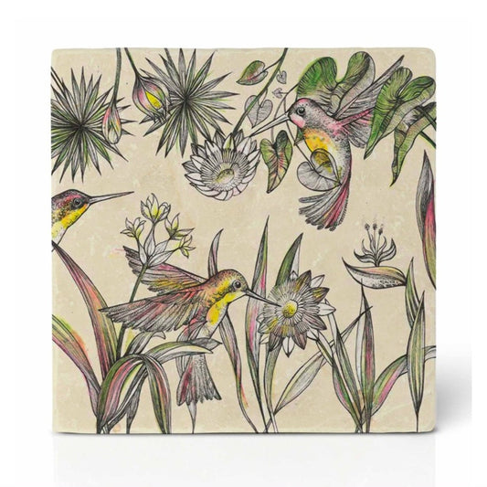 Natural stone art tile  “Hummingbirds ”
