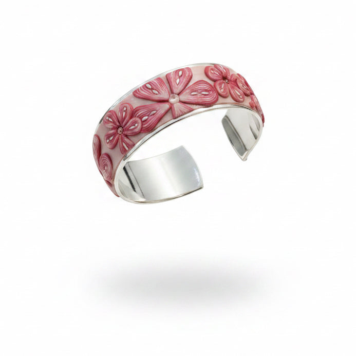 Pink Bloom | Medium Cuff | Hand Sculpted Flora