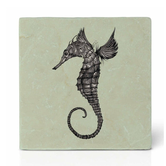Natural stone art tile “Sea horse ”