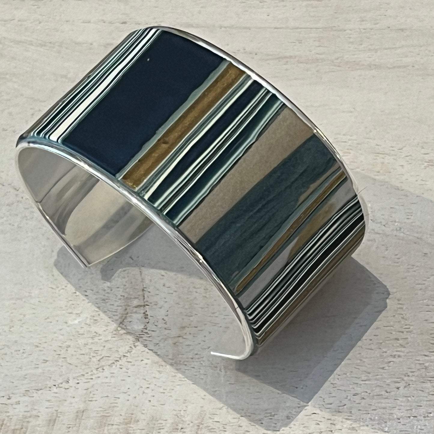 Nocturne | Sculptural Cuff in Sterling Silver-Coated Brass by Stephanie Fraselle