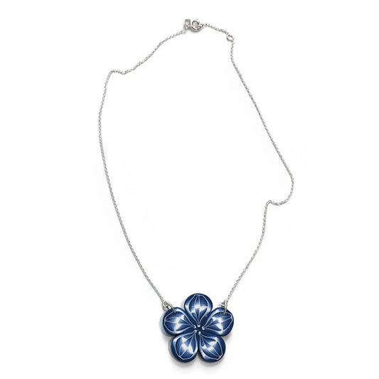 Bloom Pendant Marégraphie handcrafted polymer clay flower necklace on sterling silver chain