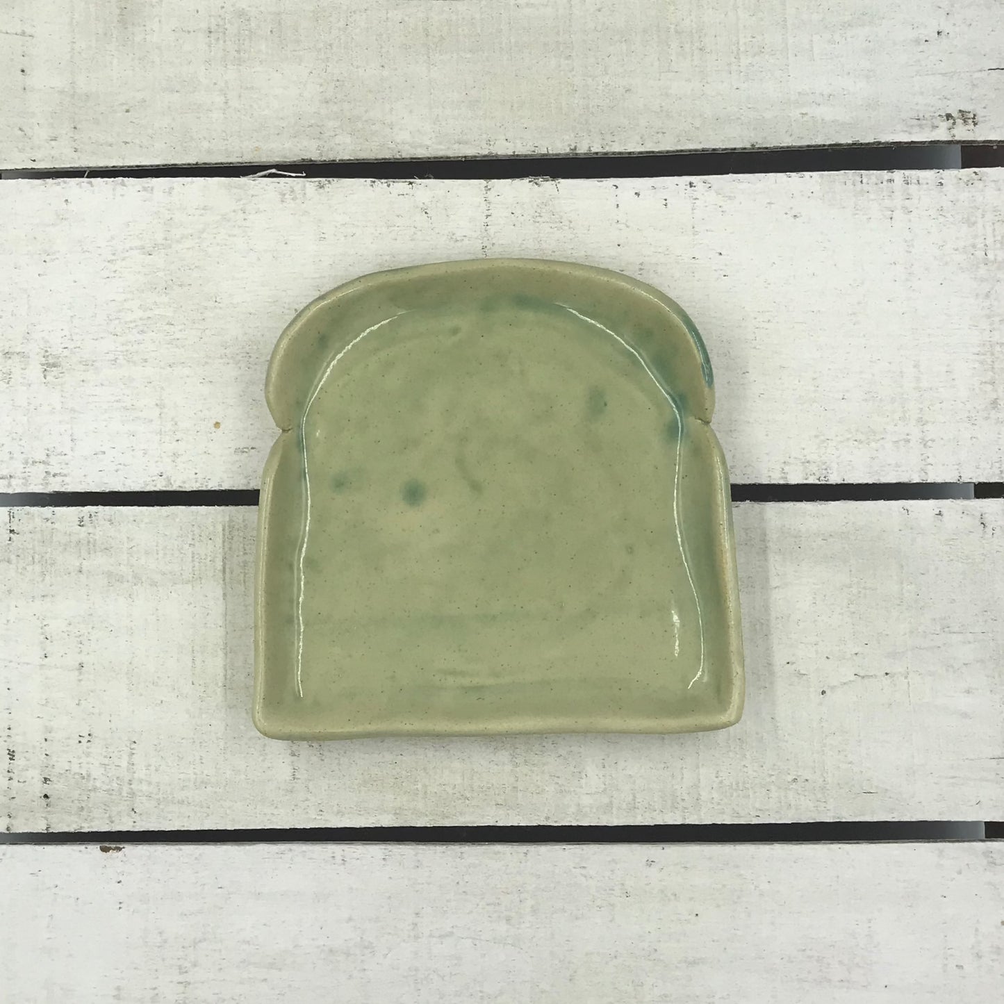HANDCRAFTED Artisan Pottery Toast plate - GREEN