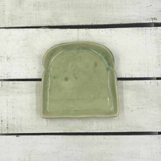 HANDCRAFTED Artisan Pottery Toast plate - GREEN