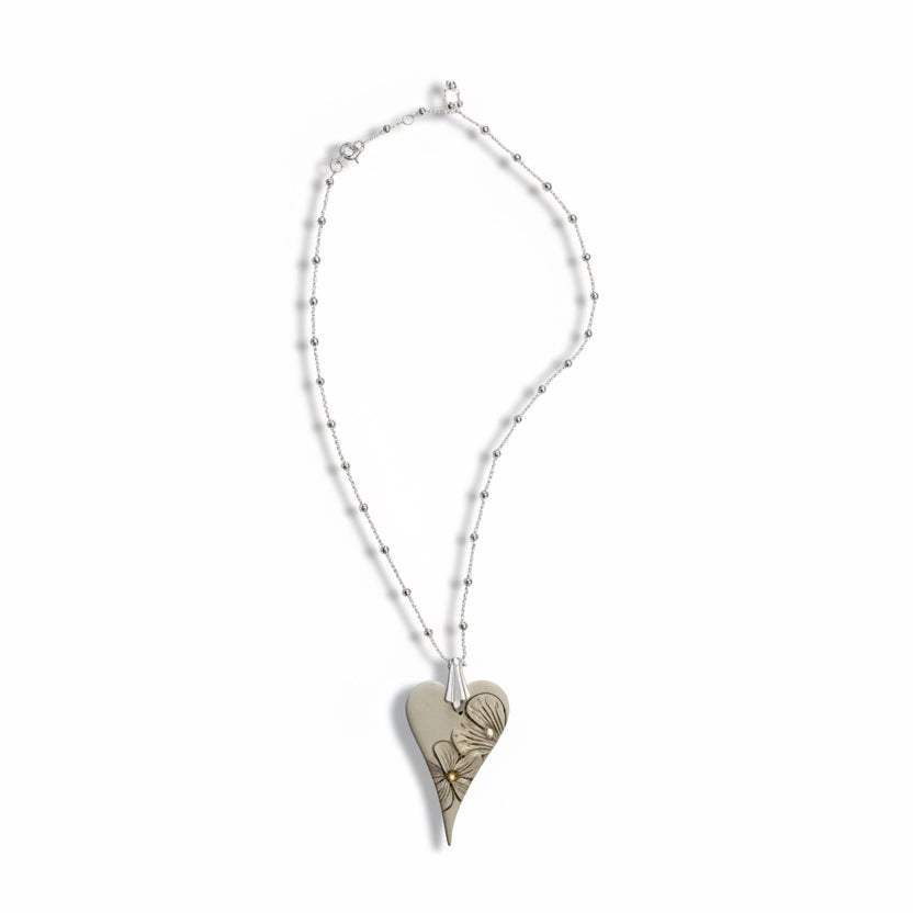 Cappuccino Bloom Heart | Sterling Silver Chain