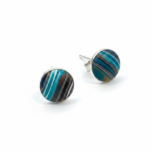 Moroccan Spice | Stripes | Sterling Silver Stud Earrings 8mm