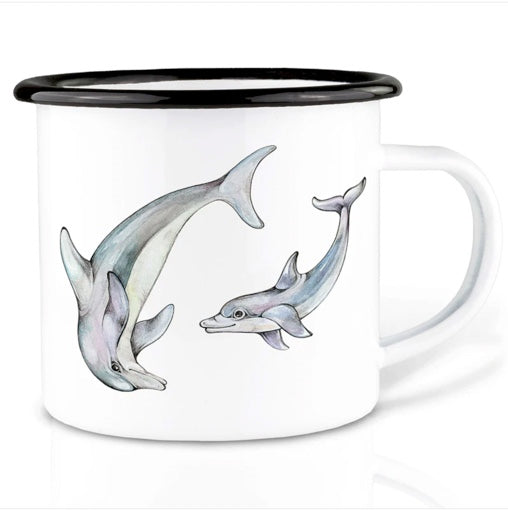 Robust and Lightweight Enamel cup - Frolicking Dolphins