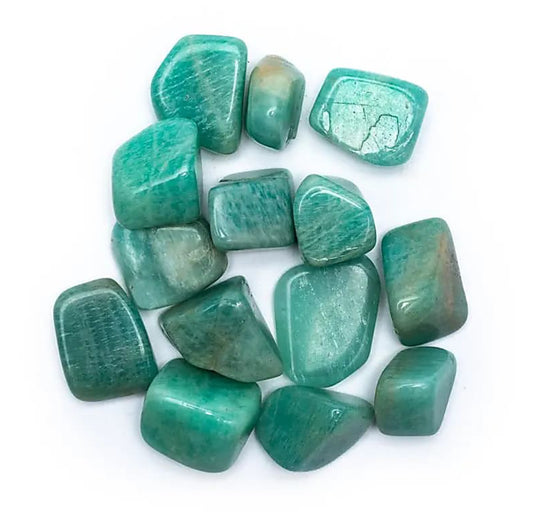 Smooth, tumbled stone chunks of AMAZONITE mineral stone .Class A quality