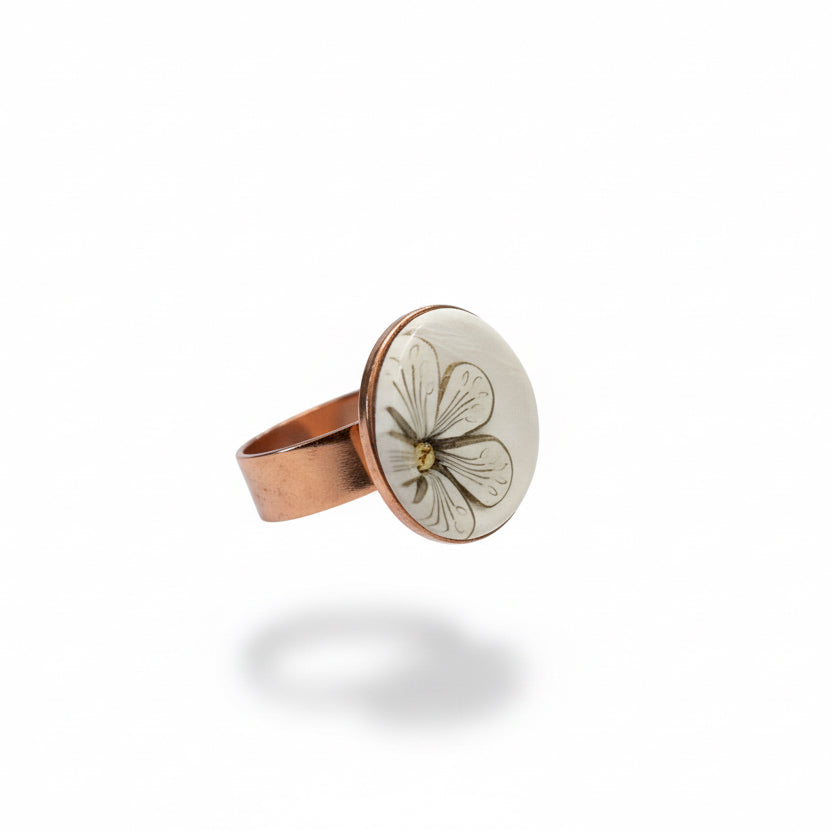 Cappuccino | Floral Adjustable 22mm ring
