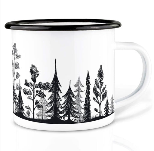 Robust and Light Enamel cup - Forest - Black and White