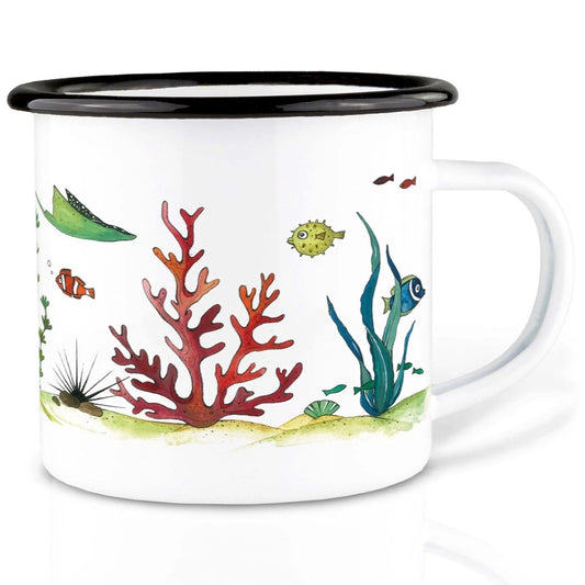 Emaille Tasse - Unterwasserwelt