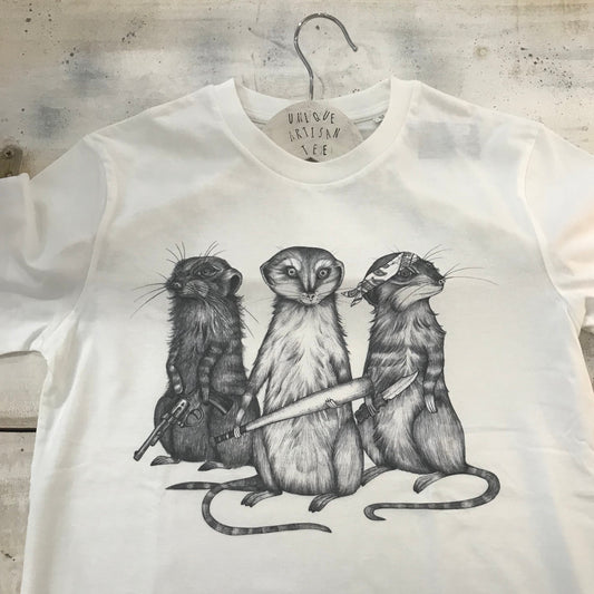 Best Organic Super Soft Cotton- unisex T-shirt “Three Meerkats ”