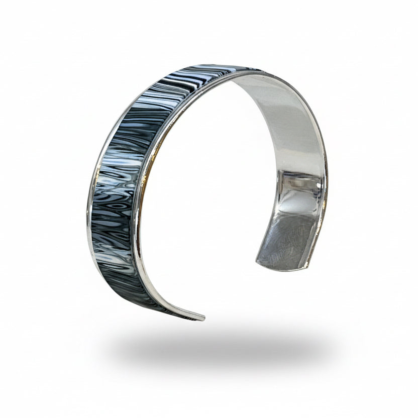 Blue denim|Bracelet cuff|Slim|Wavy