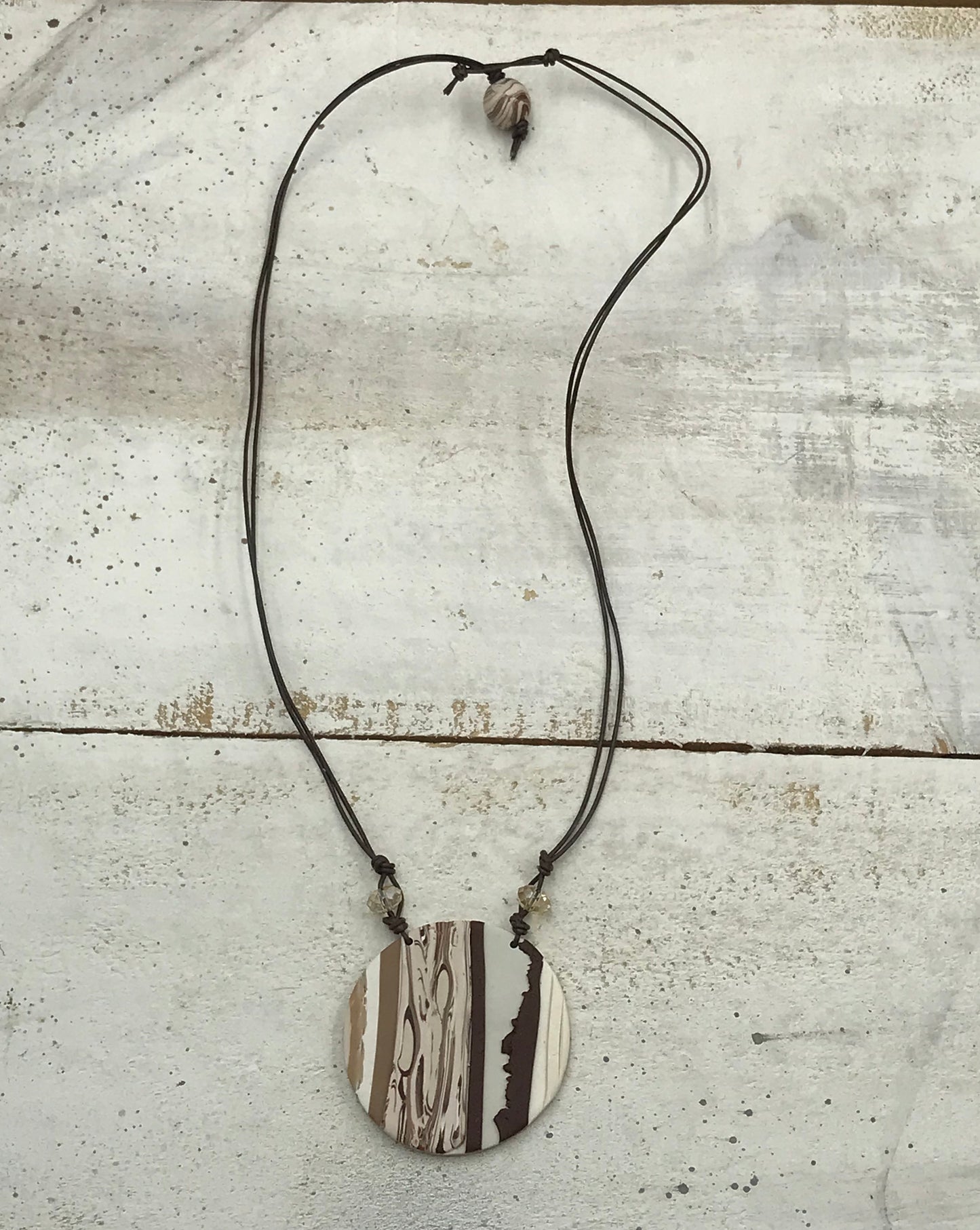 “Cappucino” 5cm Round pendant by Stephanie Fraselle - Artisan Jewellery Design