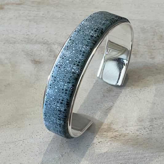 Sea Foam -Blue Denim- Bracelet cuff by Stephanie Fraselle - Artisan Jewellery Design