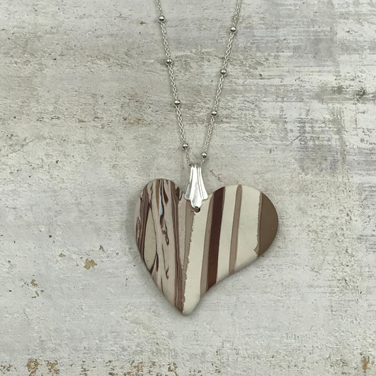 “Cappucino” Heart pendant - Sterling Silver 925 necklace by Stephanie Fraselle - Artisan Jewellery Design