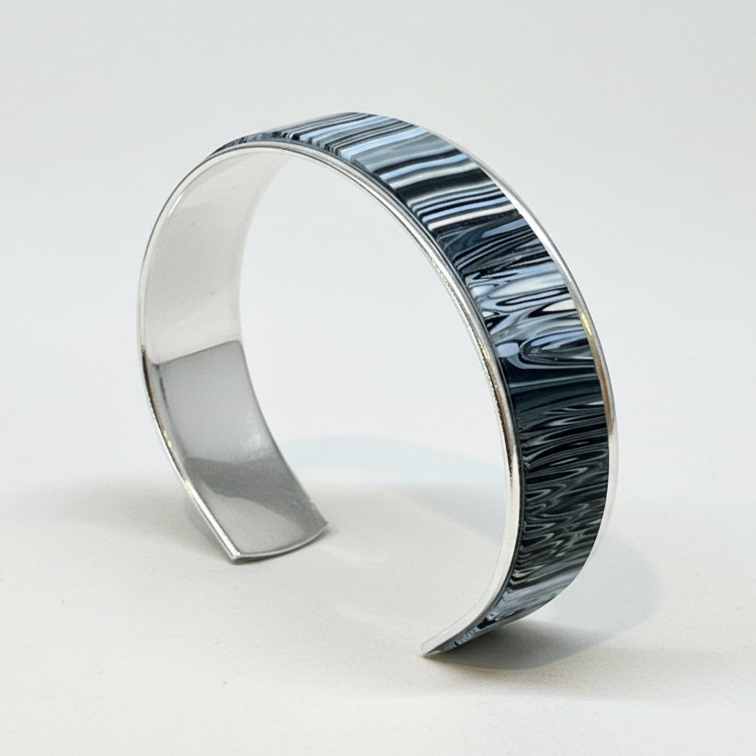 Blue denim|Bracelet cuff|Slim|Wavy