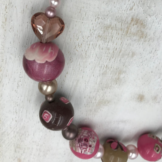 “Flamingo pearl”  beaded Empress necklace by Stephanie Fraselle - Artisan Jewellery Design