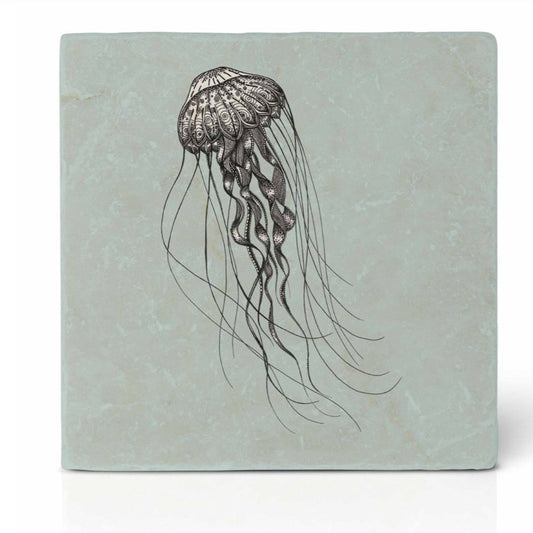 Natural stone art tile “Jellyfish/Medusa”
