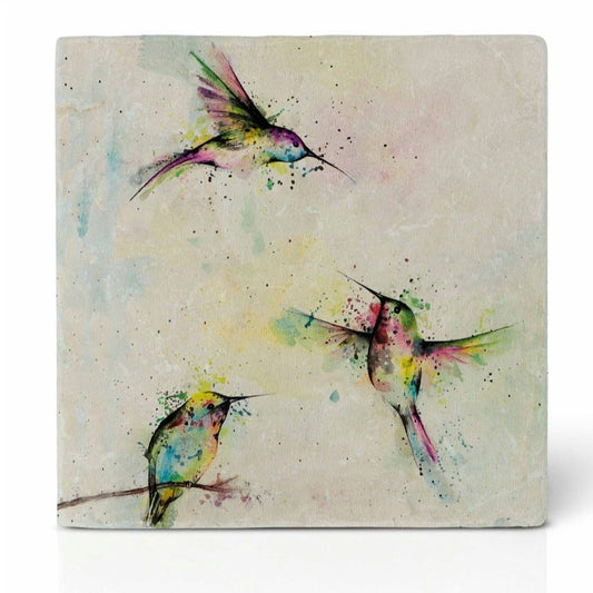 Natural stone art tile “Hummingbirds”