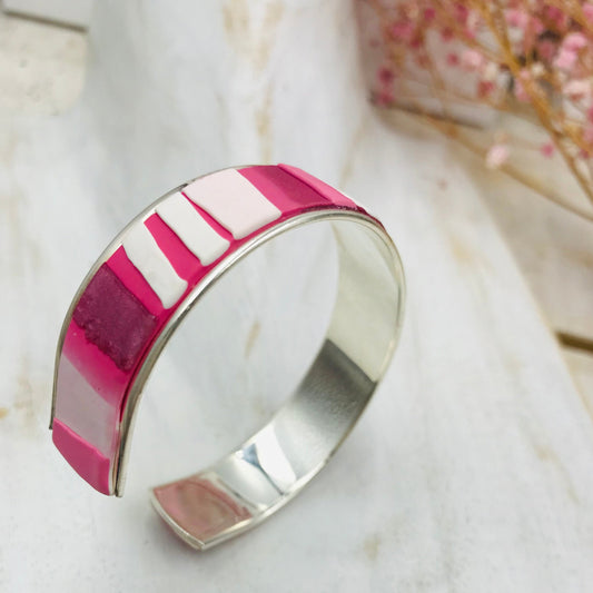 “Flamingo Pearl” Bracelet cuff by Stephanie Fraselle - Artisan Jewellery Design