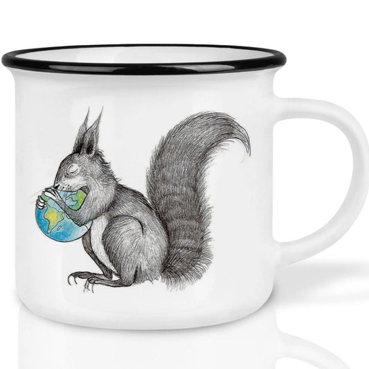 Hochwertige Keramiktasse - Eichhörnchen hält die Welt