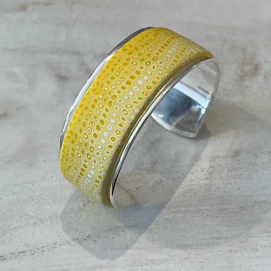 Mosaic “Sunshine Yellow” Bracelet cuff by Stephanie Fraselle - Atelier Lanzarote