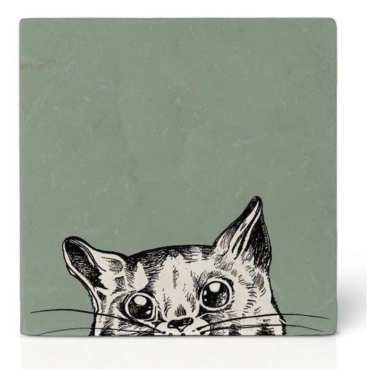 Natural stone art tile “Imma” cat