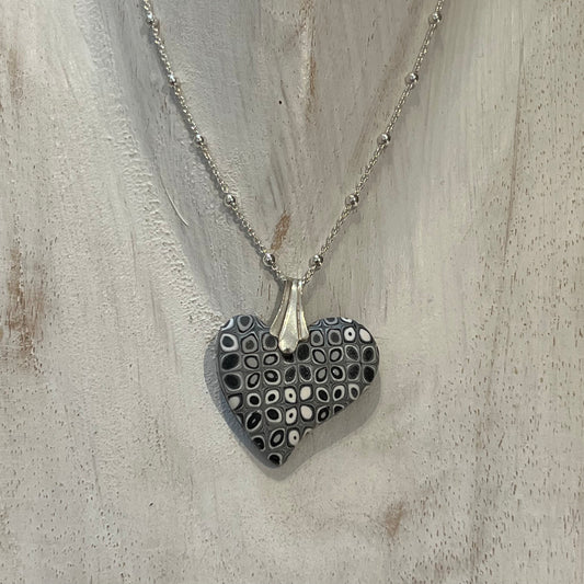 Moonlit Shimmer Mosaic Mini Heart Necklace by Stephanie Fraselle