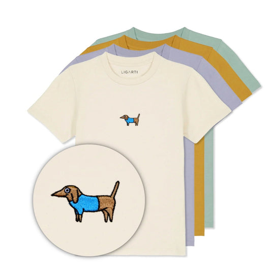 Best Organic Super Soft Childs Unisex T-shirt -Embroidered - Stefan the Daschund