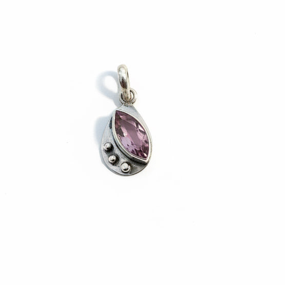 Flawless 4 CT Pink Amethyst 925 Solid Sterling Silver Pendant 1/3” Long